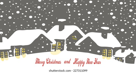 Merry Christmas Landscape. Vector