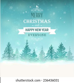 Merry Christmas Landscape. Vector 