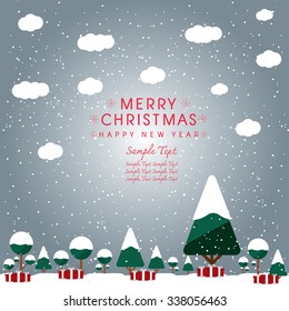 Merry Christmas Landscape. Vector
