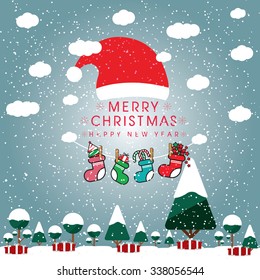 Merry Christmas Landscape. Vector
