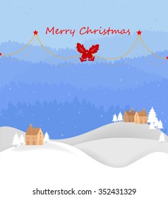Merry Christmas Landscape. Vector