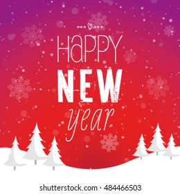 Merry Christmas Landscape. Vector
