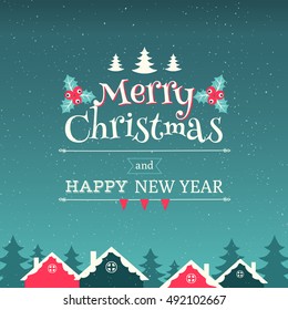 Merry Christmas Landscape. Vector