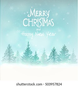 Merry Christmas Landscape. Vector 