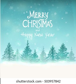 Merry Christmas Landscape. Vector 