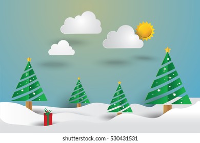 Merry Christmas Landscape. Vector