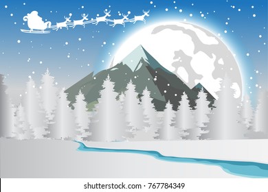 Merry Christmas Landscape. Vector