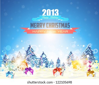 Merry Christmas Landscape Vector Design