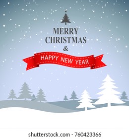Merry Christmas Landscape. Vector illustration
