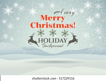 Merry Christmas Landscape,Holiday background.-Vector illustration