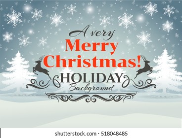 Merry Christmas Landscape,Holiday background.-Vector illustration