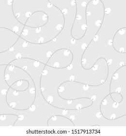 Merry Christmas lantern Happy New Year decoration vector seamless pattern. Plant craft postcard graphic design element. Cute Hand drawn Kids hand made grey white art lighting garland gift