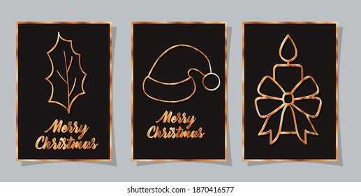 merry christmas leaf hat and candle design, winter season and decoration theme Vector illustration