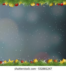 Merry christmas leaf star on blurred bokeh background. Vector illustration.