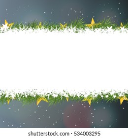 Merry christmas leaf star on blurred bokeh background. Vector illustration.
