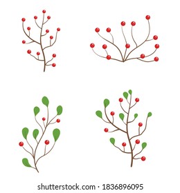 Merry christmas leaves and berry design, winter season decoration.