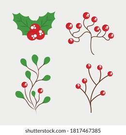 Merry christmas leaves design, winter season decoration card invitation celebration and holiday theme Vector illustration