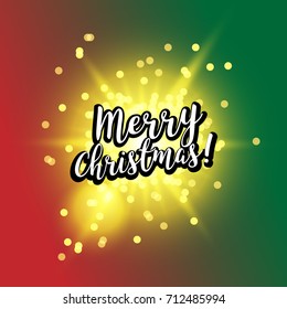 Merry Christmas letter fire defocused light