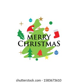 Merry Christmas Lettering Background. Typography Xmas Vector Design. Greeting Cards on White.