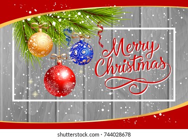 Merry Christmas Lettering and Balls