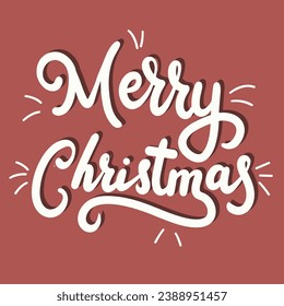 Merry Christmas lettering banner. Square banner Merry Christmas. Handwriting calligraphy holiday banner. Hand drawn vector art.