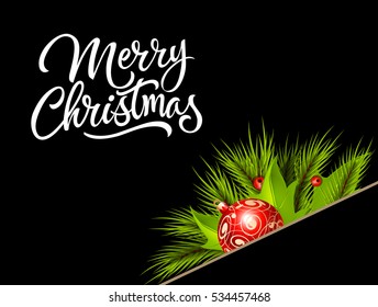 Merry Christmas Lettering and Bauble