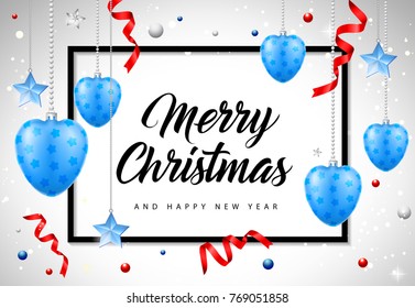 Merry Christmas Lettering with Baubles