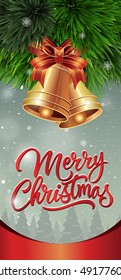 Merry Christmas Lettering and Bells