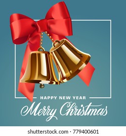 Merry Christmas Lettering with Bells