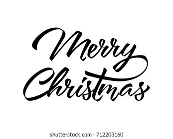 Merry Christmas Lettering Black Color Stock Vector (Royalty Free ...