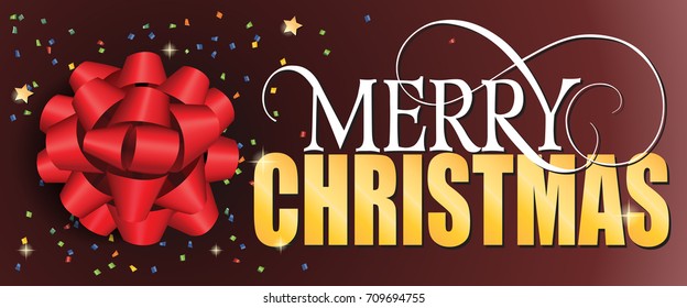 Merry Christmas Lettering, Bow, Confetti