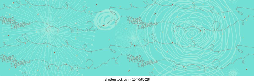 Merry Christmas lettering. Bright abctract seamless pattern