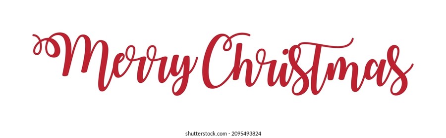 Merry Christmas lettering calligraphy for holiday greeting gift poster. Merry Christmas script calligraphy isolated on white background