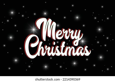 Merry Christmas lettering calligraphy isolated Banner, Poster on Black Background. Vector holiday illustration element. Merry Christmas script calligraphy