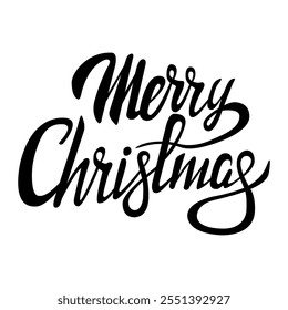 Merry christmas lettering. Calligraphy and lettering. A template for the design of postcards, calendars, posters, stickers, clothes and souvenirs. Vector illustration.