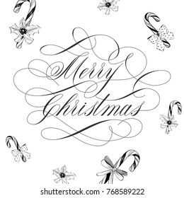 Merry Christmas lettering  and candy.