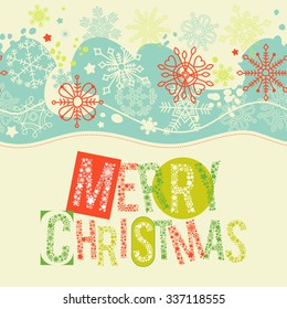 Merry Christmas lettering, Christmas card pattern