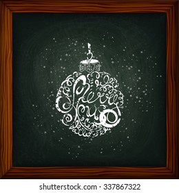 Merry Christmas lettering. Chalkboard background. Mel. The image can be used as a greeting card, background, invitations, flyers, promotions, sticker