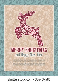 Merry Christmas lettering. Congratulations card. Vector illustration