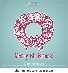 Merry Christmas lettering. Congratulations card. Vector illustration