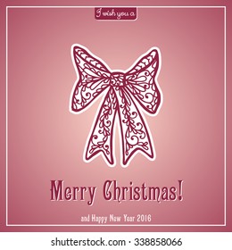 Merry Christmas lettering. Congratulations card. Vector illustration