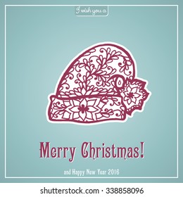 Merry Christmas lettering. Congratulations card. Vector illustration