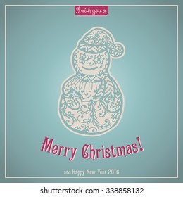 Merry Christmas lettering. Congratulations card. Vector illustration