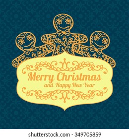 Merry Christmas lettering. Congratulations card. Vector illustration