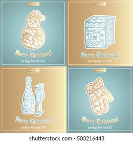 Merry Christmas lettering. Congratulations card. Vector illustration