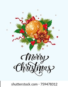 Merry Christmas lettering and decorations