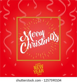 Merry Christmas Lettering Design Background.