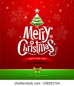 Merry Christmas lettering design background, vector illustration