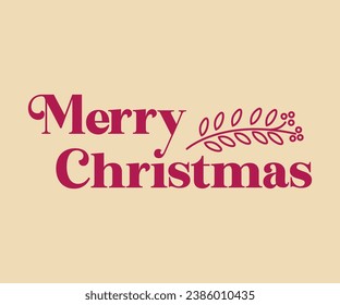 Merry christmas Lettering design card template. Vector Illustration. holiday design. Red text