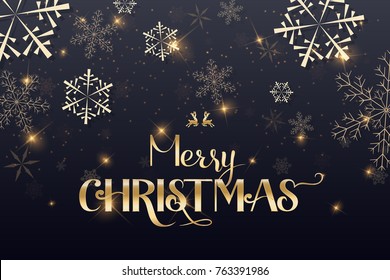 Merry Christmas Lettering Design. Golden color Vector illustration. EPS 10